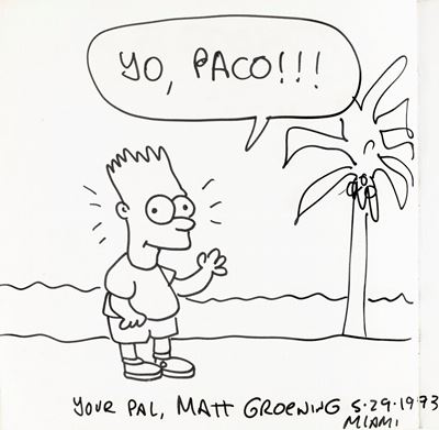 Bart Simpson, pennarello su cartoncino, 1993