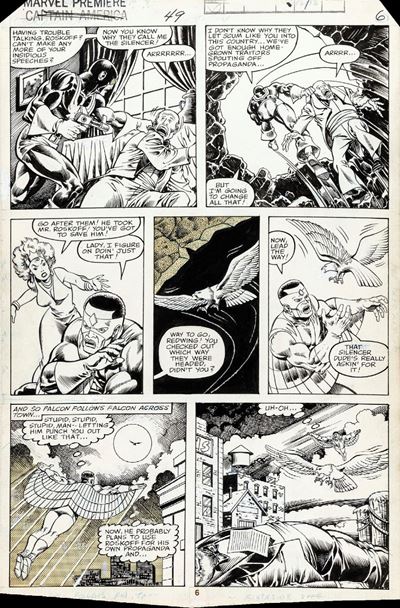 Marvel Premiere - The Falcon: Sound of the Silencer, matita, china e retino su cartoncino Marvel