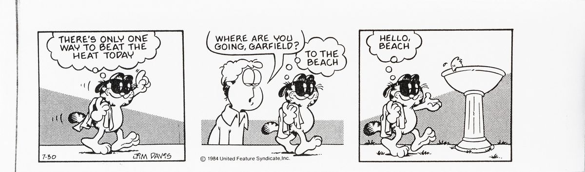 Jim Davis - Bozzetto per 'Garfield', china su carta