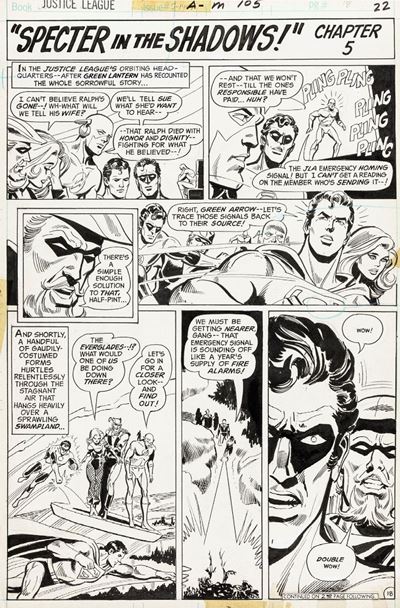 Justice League of America - Specter in the Shadows!, matita e china su cartoncino, 1973