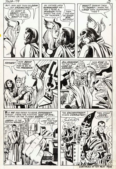 Thor - No More the Thunder God!, matita e china su cartoncino Marvel