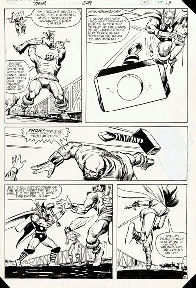 Thor - Stranded, matita e china su cartoncino Marvel