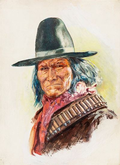 De Gaspari e Tempesti, Geronimo - Illustrazione originale, tempera su cartone