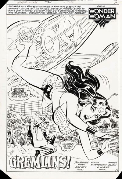 Wonder Woman - Gremlins!, matita e china su cartoncino DC