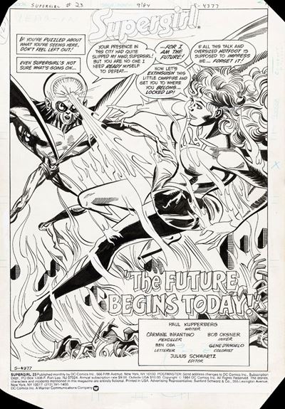 Supergirl - The Future Begins Today!, matita e china su cartoncino, 1984