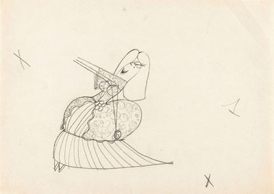 Bruno Bozzetto, Disegno di produzione originale per 'West and Soda (Esmeralda)', matita su carta