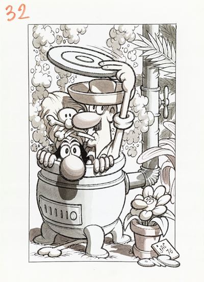 Il Salgarone - Illustrazione originale in matita, china e acquerello su cartoncino (1976)