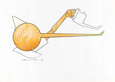 Omaggio a Pinocchio, matita, china e ecoline su cartoncino