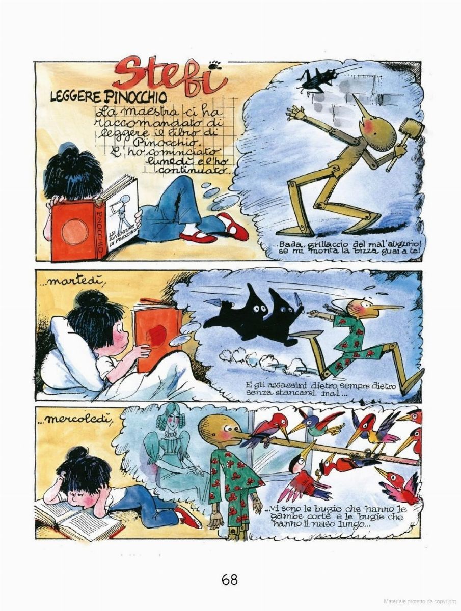 Grazia Nidasio - Leggere Pinocchio - Tavola originale in matita e china