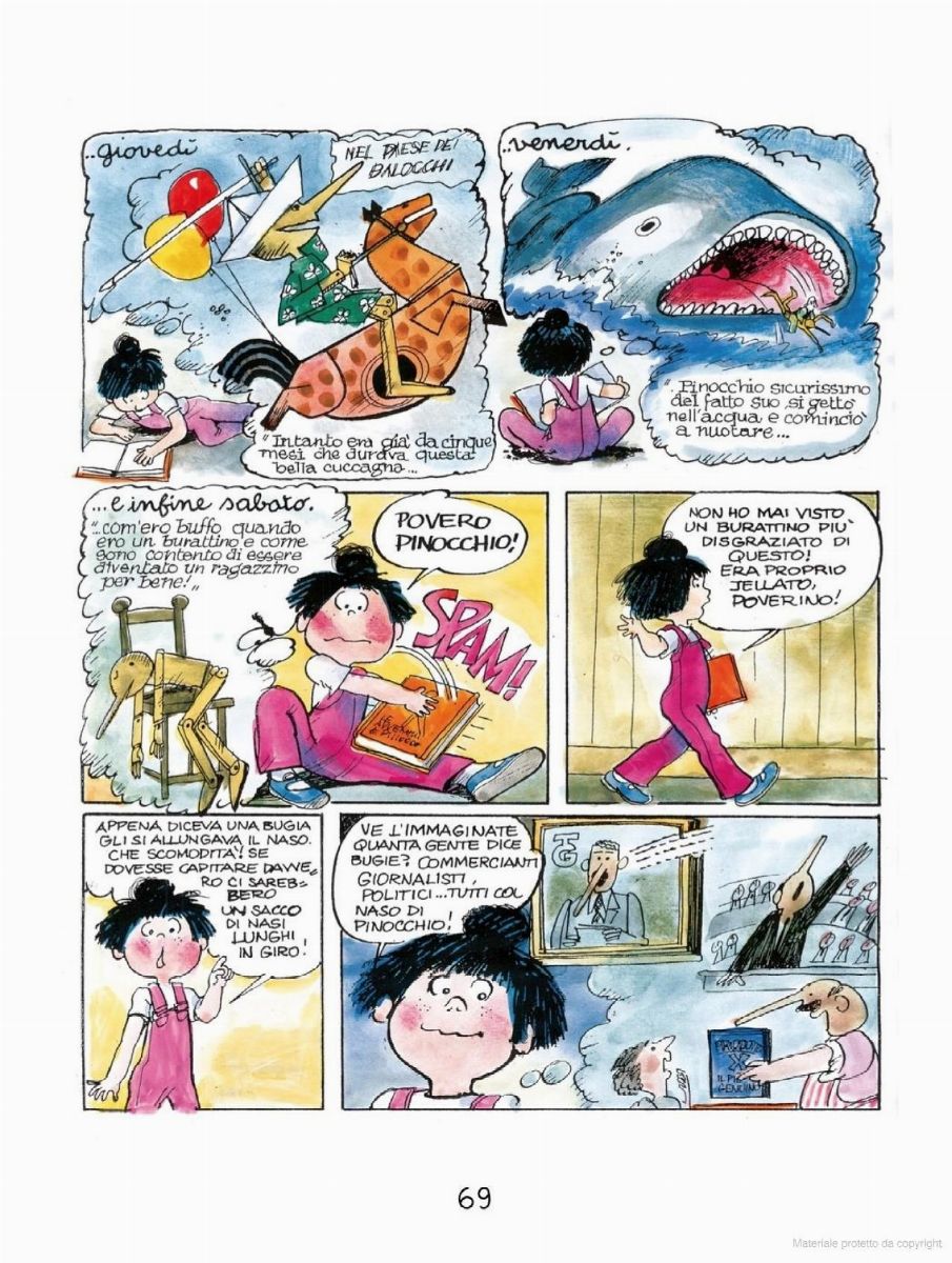 Grazia Nidasio - 'Leggere Pinocchio' - Matita e china su cartoncino