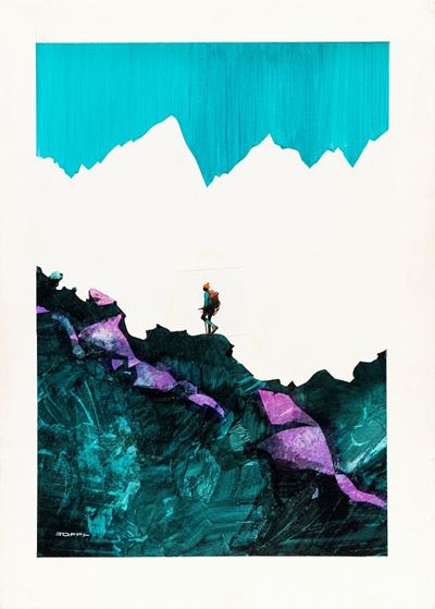 Manifesto ufficiale Trento Film Festival della Montagna ‘83, tempera e acquerello su cartone