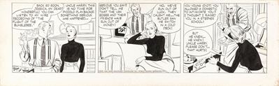 Rip Kirby - A Hard Master / Uncle Harry Deals a Hand, matita e china su cartoncino