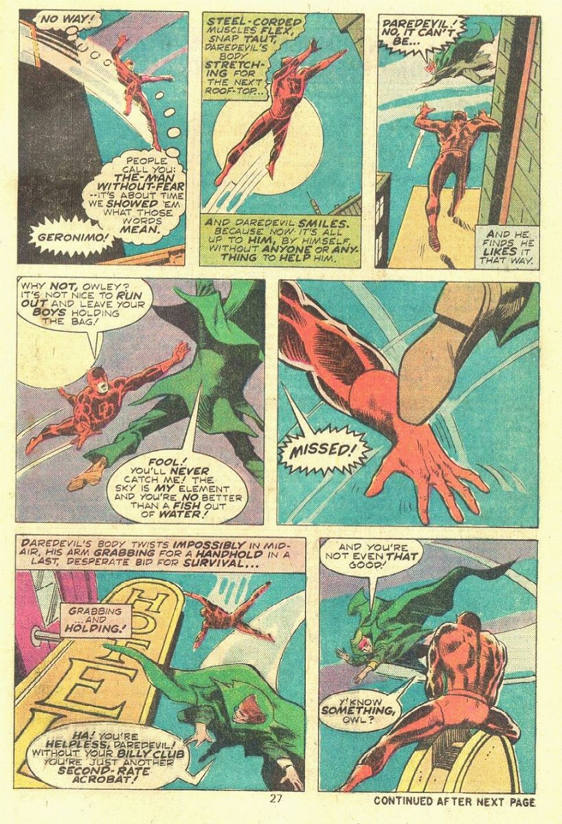 Bob Brown - Daredevil - Mind Tap!, matita e china su cartoncino Marvel, 1974