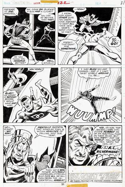 Daredevil - Hydra-And-Seek, matita e china su cartoncino, 1975