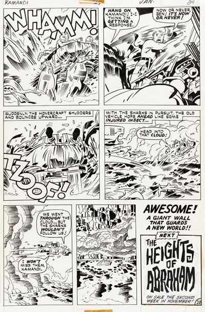 Kamandi - Freak Show!!!, matita e china su cartoncino, 1975