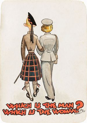 Jacovitti Benito - Cartoline Alleati - Which is the man, which is the woman?