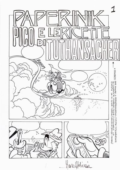 Paperinik e le ricette di Tuthansacher, china su carta