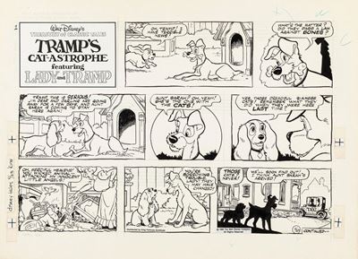 Lady and Tramp - matita e china su cartoncino