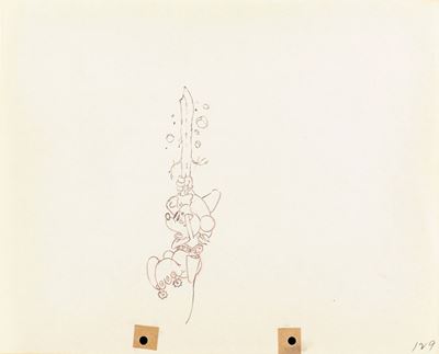Walt Disney Productions, Two-Gun Mickey - Disegno di produzione, matita e pastello su carta