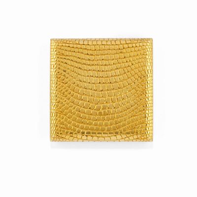 Portacipria in oro giallo 18K, quadrato con lavorazione a pelle di coccodrillo