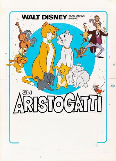 Bozzetto originale per 'Gli Aristogatti' - Tempera su cartone