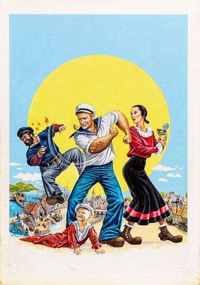 Bozzetto originale per la locandina di 'Popeye: Braccio di Ferro' (tempera su cartone, 1981)