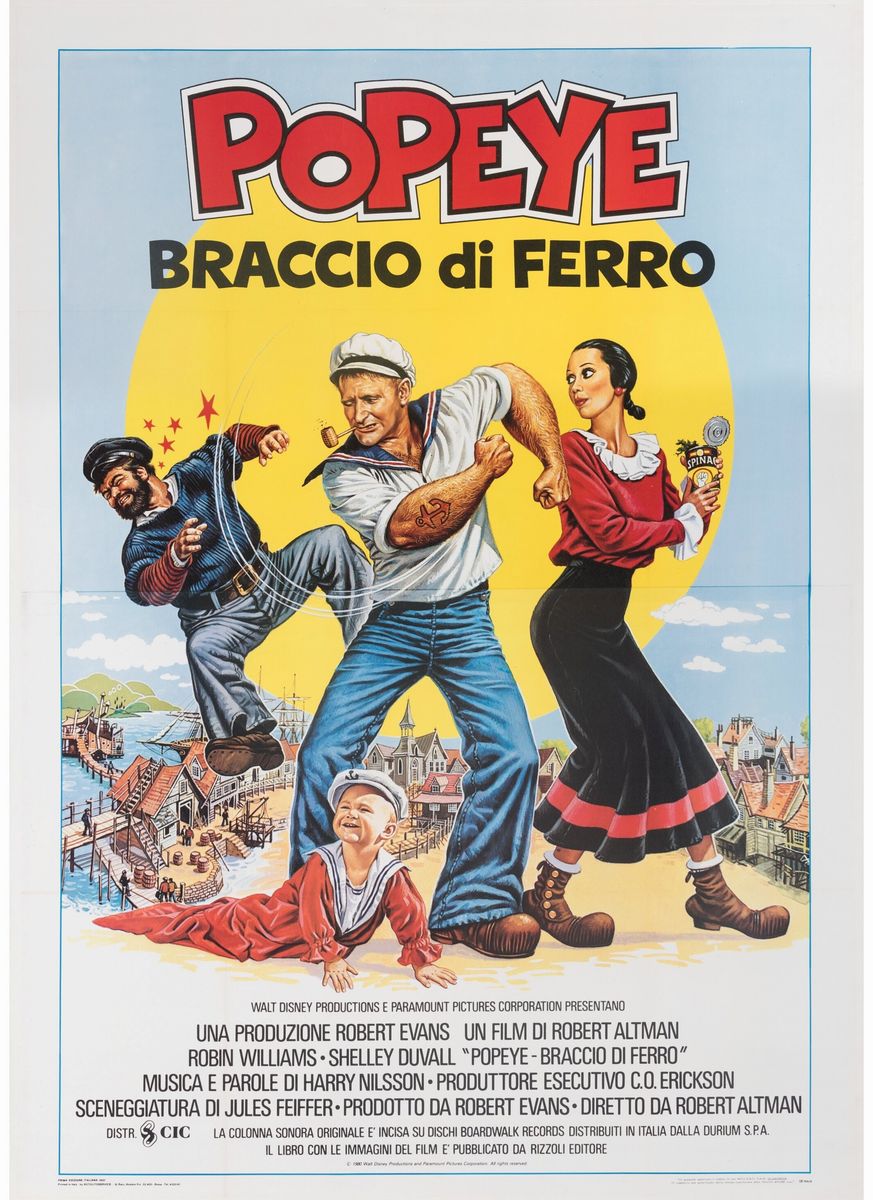 Bruno Napoli - Bozzetto originale per la locandina di 'Popeye: Braccio di Ferro' (tempera su cart...