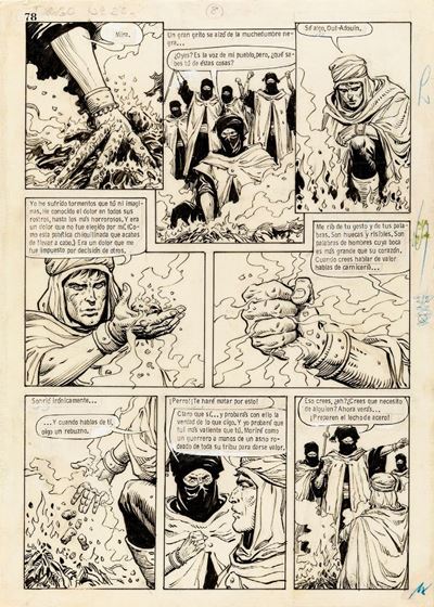 Dago - Alleati dei Tuareg, matita e china su cartoncino plastificato, 1983