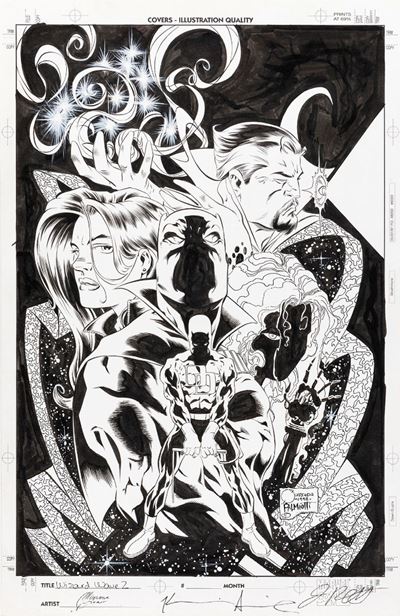 Marvel Knights, matita e china su cartoncino Marvel