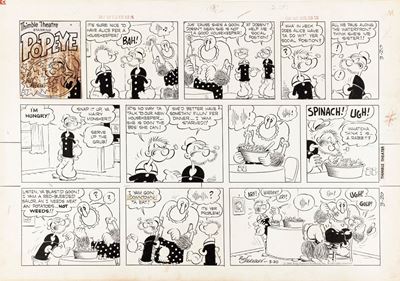 Tavola domenicale di Popeye, matita e china su cartoncino