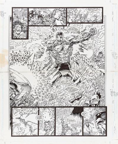 Showdown in Siberia! (matita e china su cartoncino Marvel, 1993)