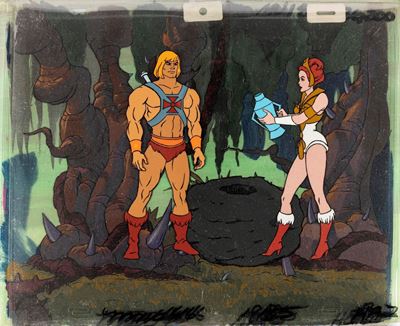 Filmation, He-Man e i dominatori dell'universo, cel originale tempera su rodovetro e cartoncino