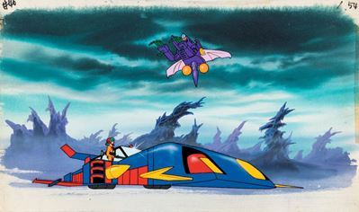 Cel originale di Daitarn 3, tempera su rodovetro e su cartoncino, 1979