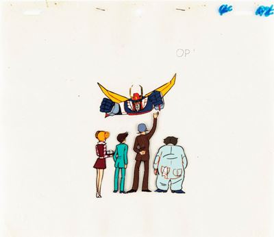 Cel originale per l'anime 'Trider G7', tempera su rodovetro