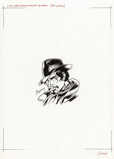 L'uomo di Lugo - Illustrazione originale in matita e china su cartoncino