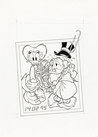 Copertina di Topolino n. 2046, matita e china su cartoncino