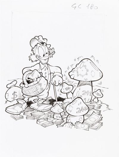 Copertina per I Grandi Classici Disney n. 180, matita e china su cartoncino