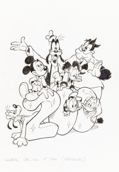 Copertina per I Grandi Classici Disney n. 200, matita e china su cartoncino
