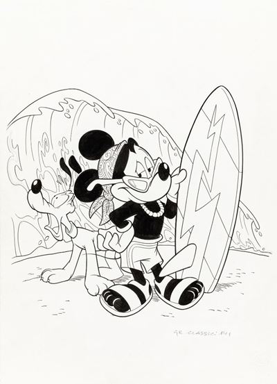 Copertina per I Grandi Classici Disney n. 141, matita e china su cartoncino