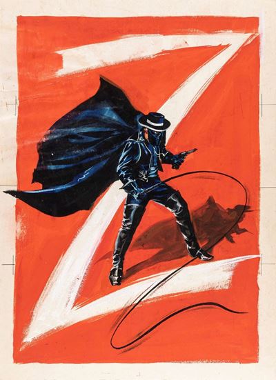Bozzetto per 'La maschera di Zorro', tempera su cartone