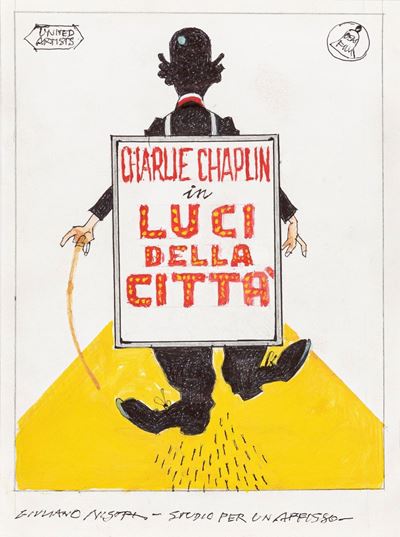 Luci della città - Bozzetto preliminare, tempera su cartoncino