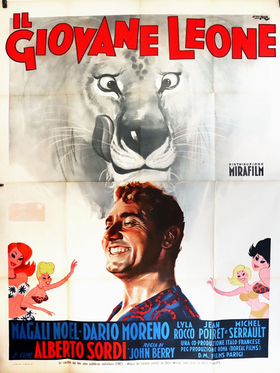 Giuliano Nistri - Bozzetto per locandina 'Il giovane leone', tempera su cartoncino