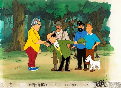 Le avventure di Tintin - Tintin e i Picaros, tempera su cartoncino e rodovetro