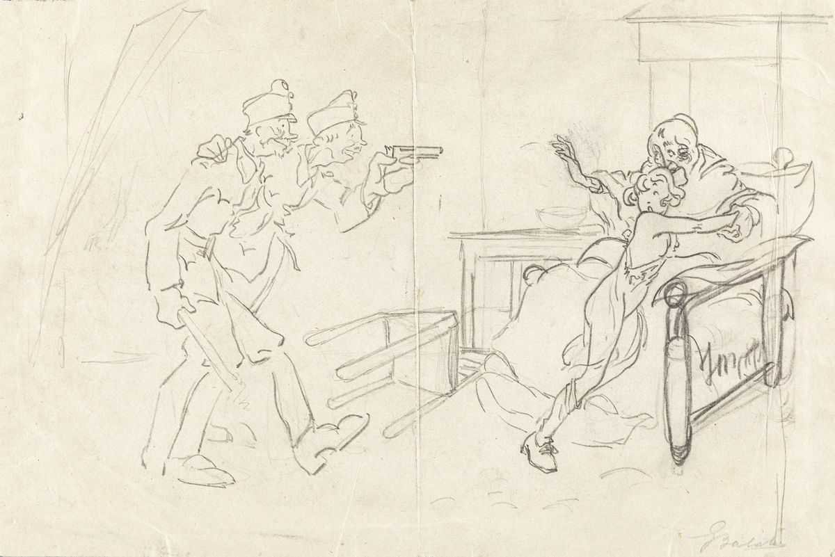 Gino Baldo - Paese invaso: 24 Ottobre 1917 Caporetto, matita su carta