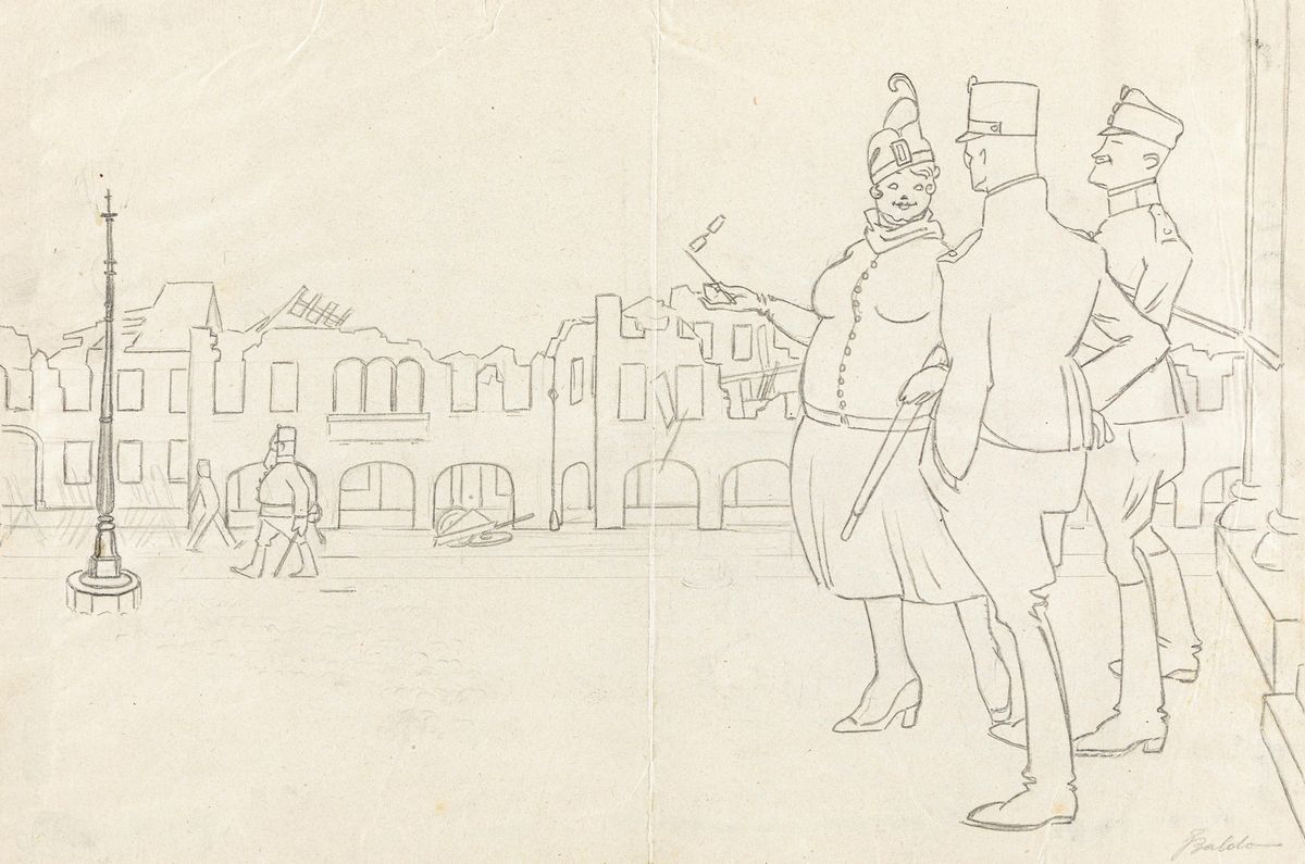 Gino Baldo - Paese invaso: 24 Ottobre 1917 Caporetto, matita su carta