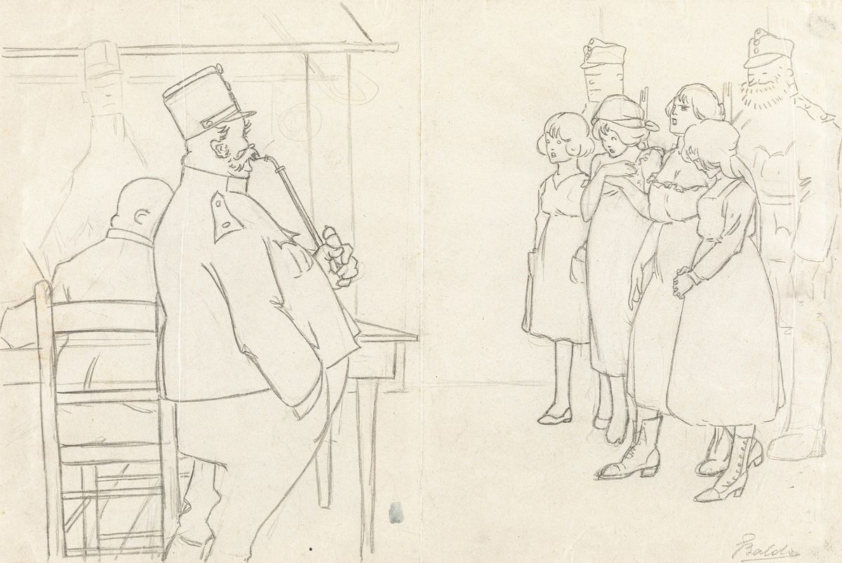 Gino Baldo - Paese invaso: 24 Ottobre 1917 Caporetto, matita su carta