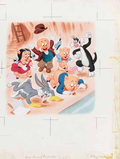 Heimdahl e Dempster, Bugs Bunny's Birthday, tempera e acquerello su cartoncino