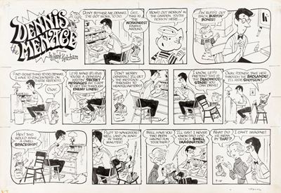 Dennis the Menace - Tavola domenicale, matita e china su cartoncino