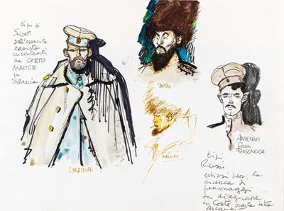 Corto Maltese - Corte Sconta detta Arcana, matita, pastelli, acquerello e pennarello su cartoncin...