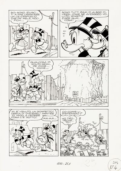 Zio Paperone e il satellite bomba – Matita e china su cartoncino, 1981